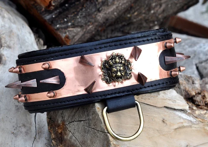 Handmade Buffalo Leather Dog Collar: Personalized Engraved Name Plate