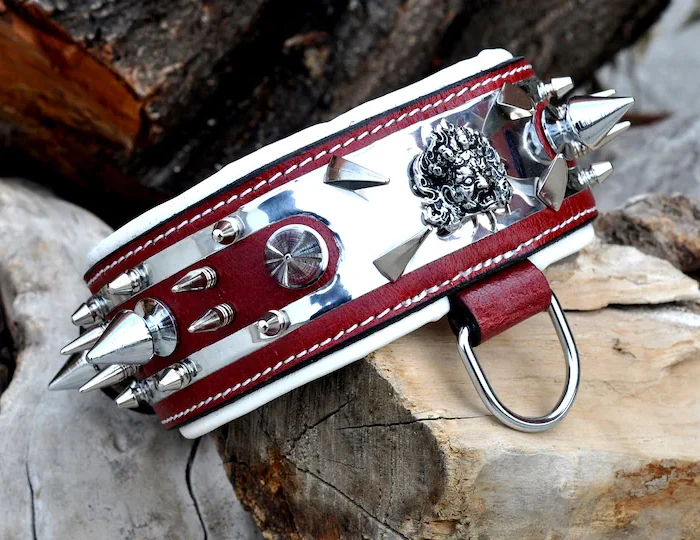 Handmade Buffalo Leather Dog Collar: Personalized Engraved Name Plate