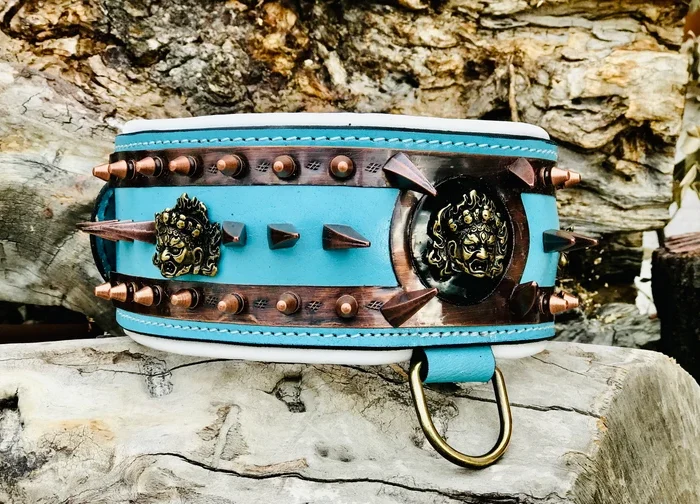 Handmade Buffalo Leather Dog Collar – Custom Engraved Name Plate