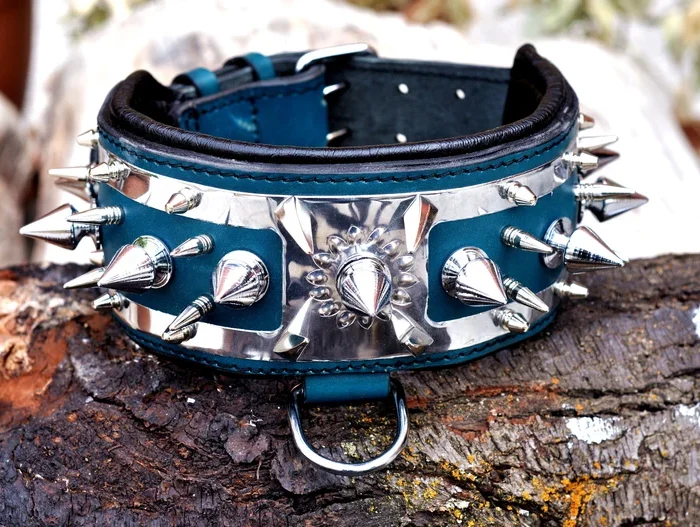 Spiked Leather Dog Collar: Handmade Personalized Buffalo Leather