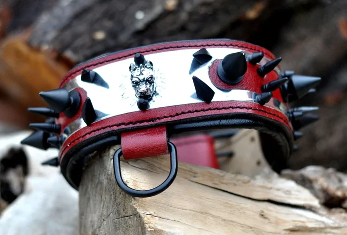 Spiked Pitbull Collar: Handmade Leather, Personalized Dog Collar