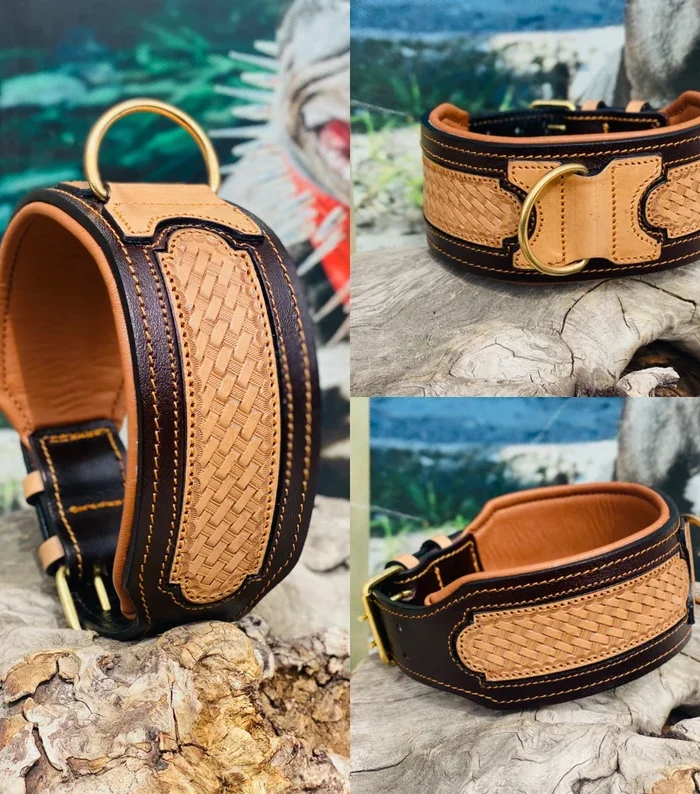 Handmade Wide Leather Dog Collar: Heavy Duty, Large Breed