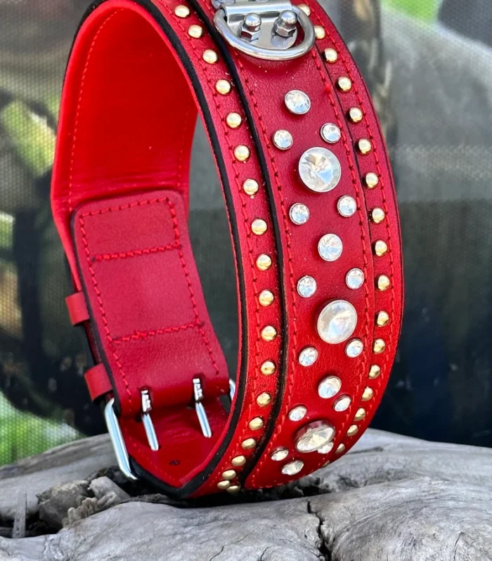 Crystal Dog Collar: Handmade Leather, Engraved, Personalized Pet Collar