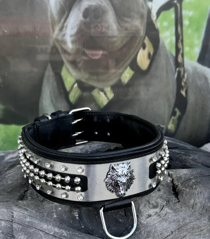 Handmade Leather Dog Collar: Personalized Engraved Name Plate