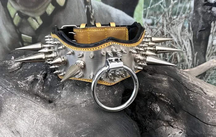 Extreme Spiked Leather Dog Collar – Heavy Duty, Large Breed