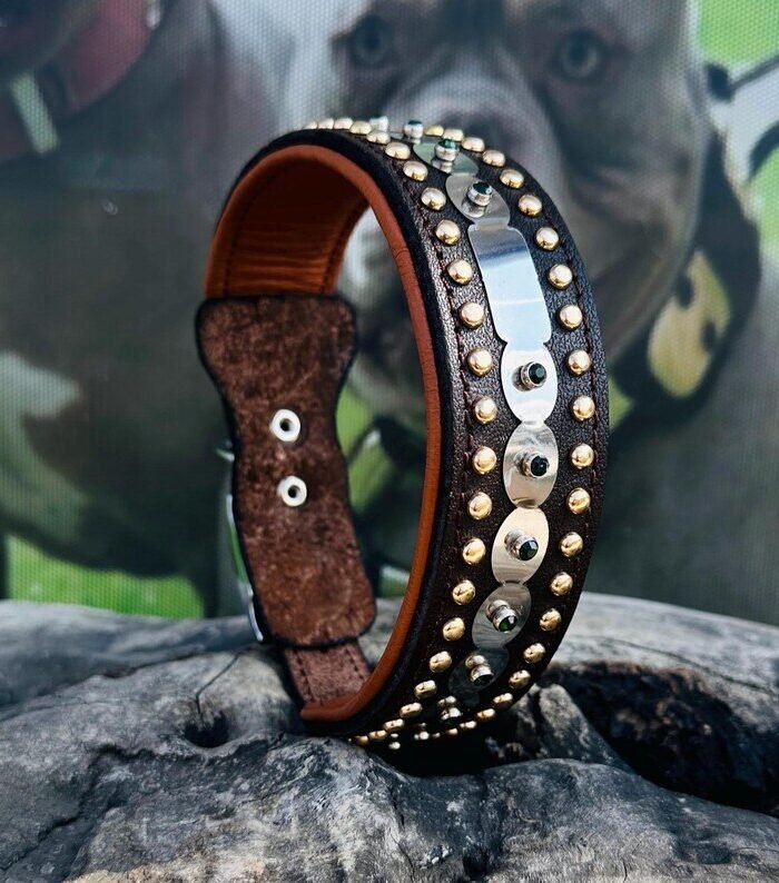 Laser Engraved Leather Dog Collar: Handmade Strong Collar for Large Breeds